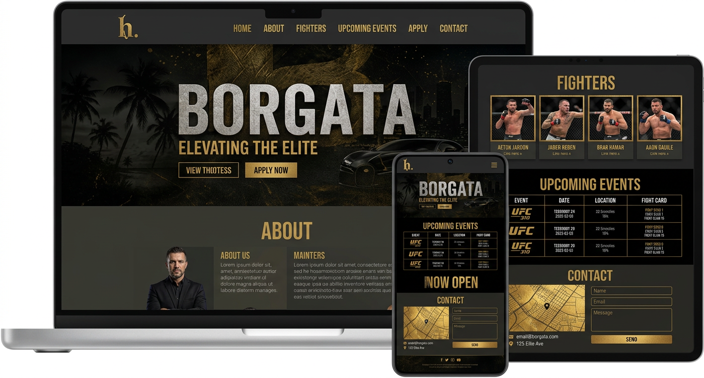 Borgata sports management company website mockup